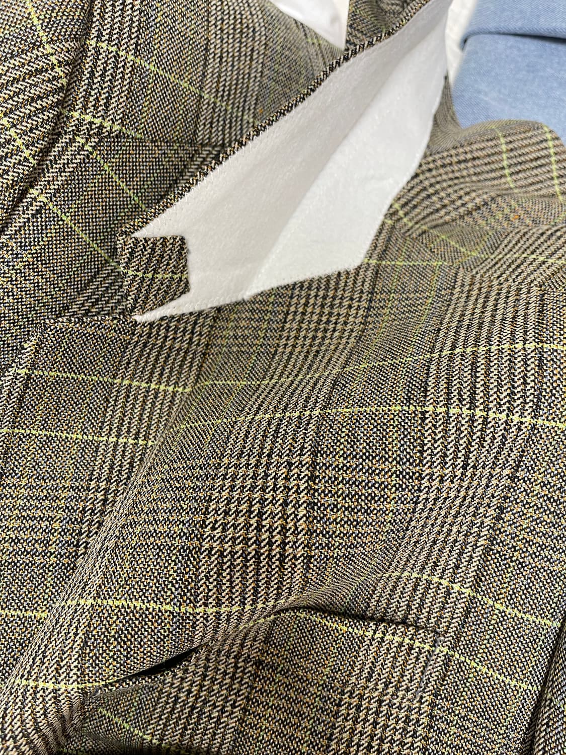 우영미 브라운 체크 롱 더블 자켓 50 사이즈 상품이미지5