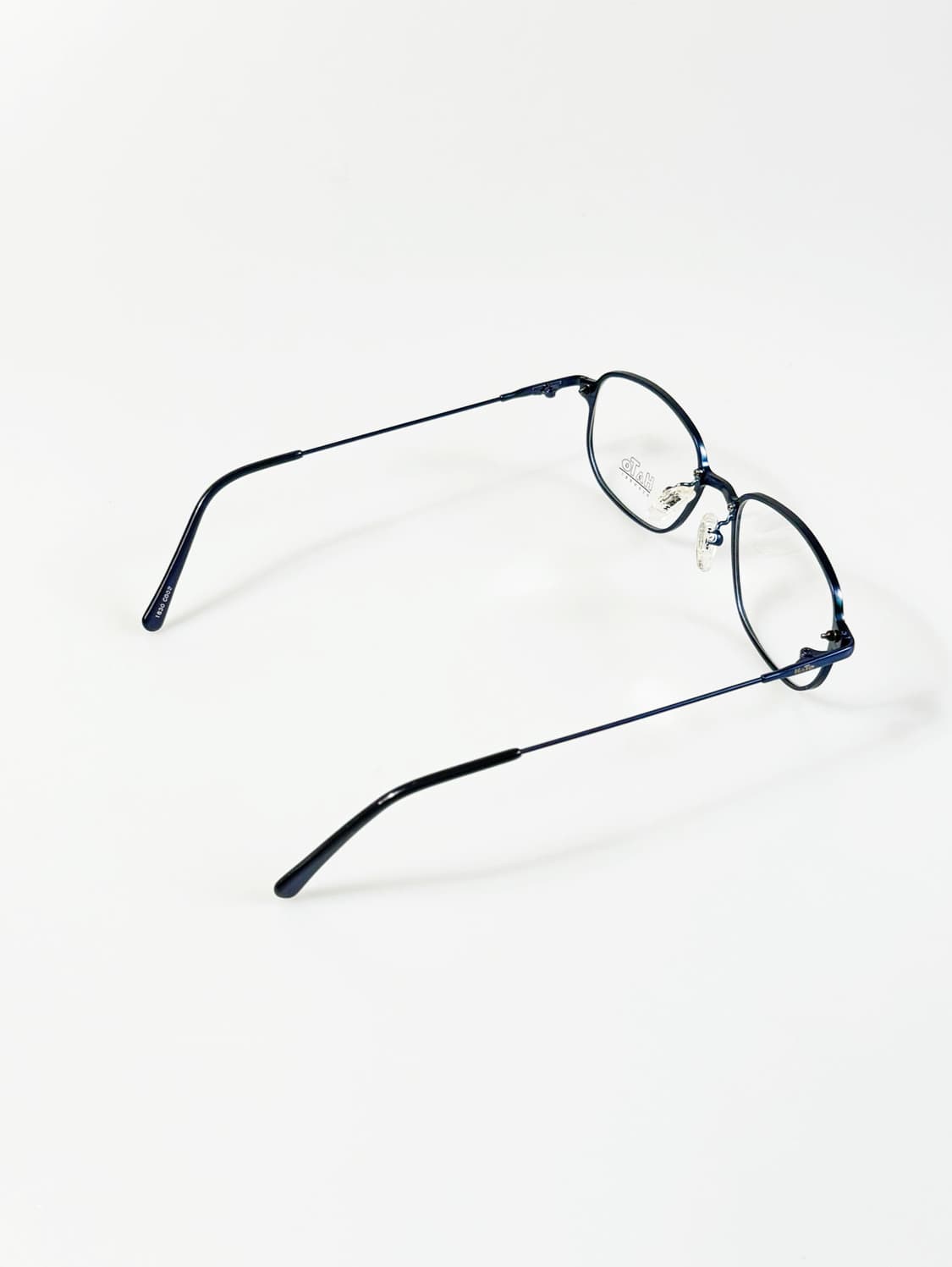 90s HATO 네이비블루 메탈 슬림 스퀘어 빈티지 안경 상품이미지4