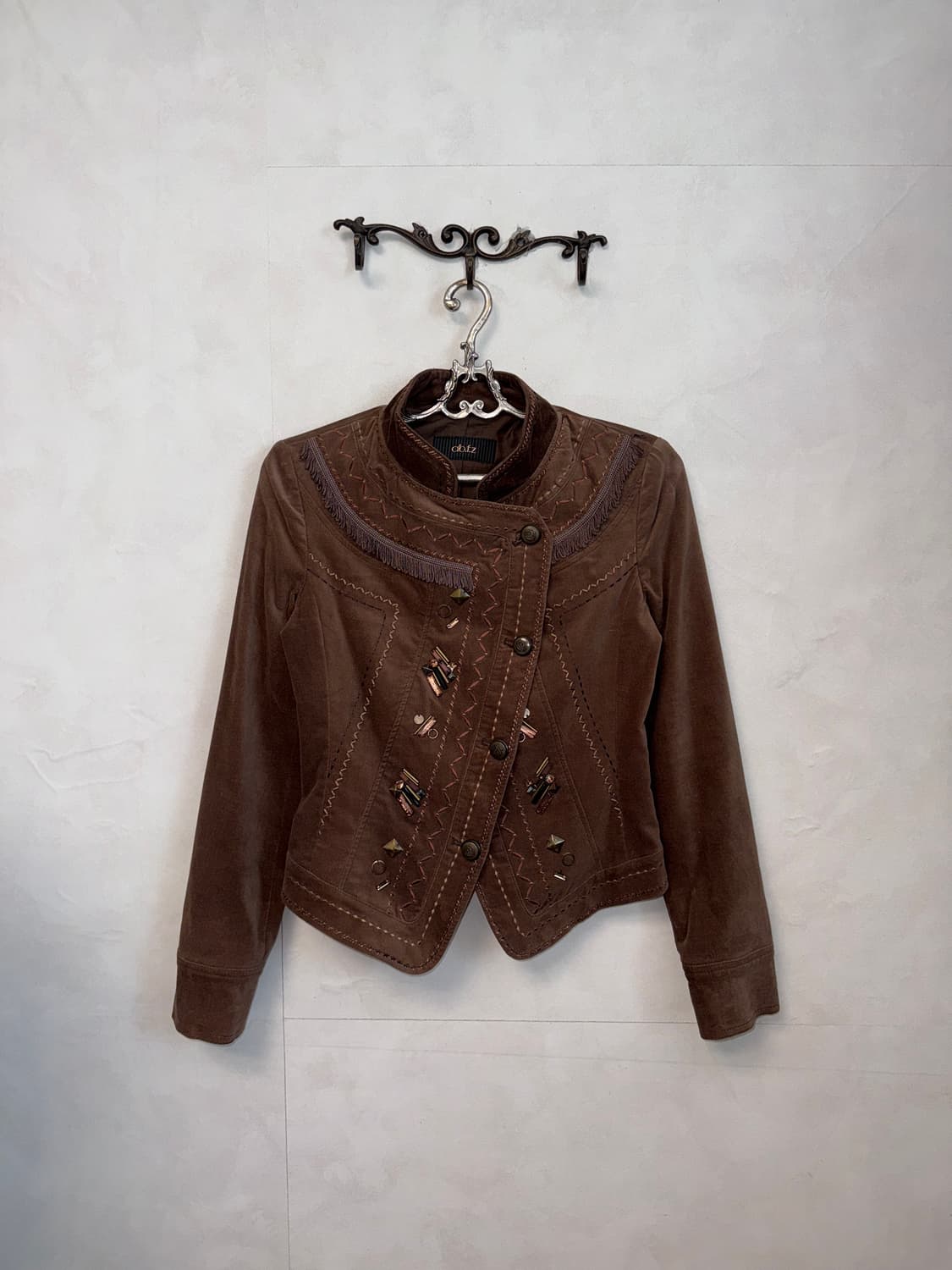 Brown western cubic tassel velvet jacket 상품이미지1