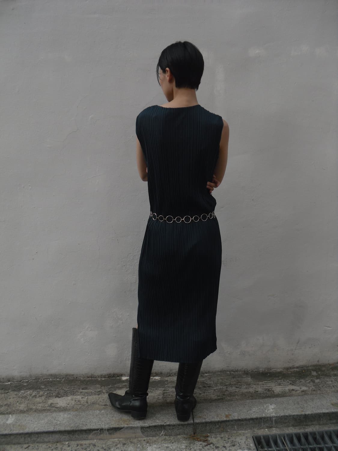 Navy pleats one-piece 상품이미지2
