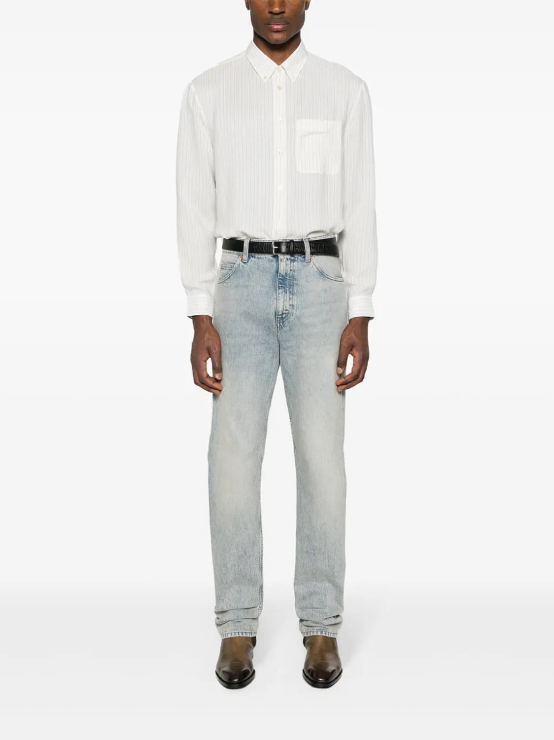 [차은우님 착용] 생로랑 24ss 카산드라 로고 스트라이프 셔츠  상품이미지3