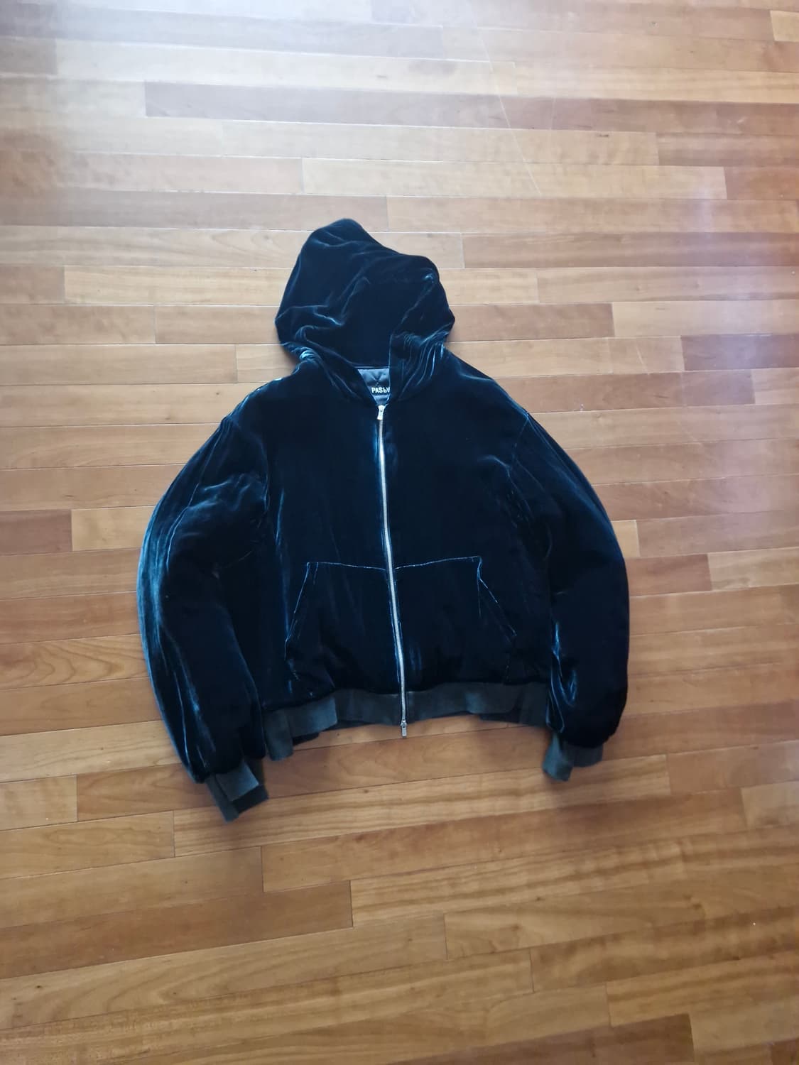 PAS 027 벨벳 인슐레이션 후드 집업 그린 상품이미지1