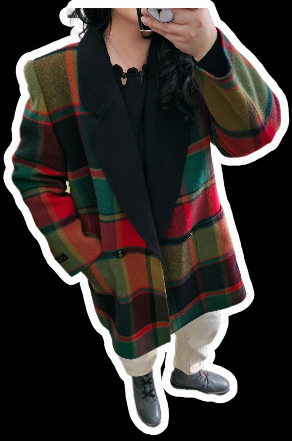 St.Almeida 핸드메이드 컬러믹스체크 램스울 반코트 상품이미지2