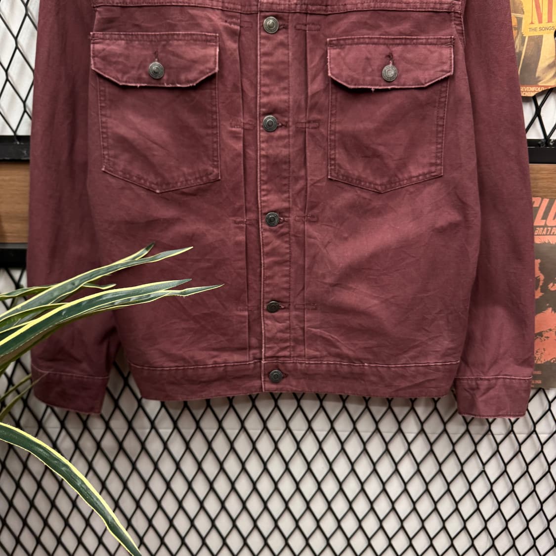 USA VINTAGE 데님 트러커자켓 전면 투포켓 포인트 버건디 상품이미지4