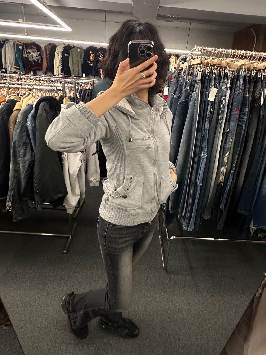 M)Japanese vintage Y2K 여성 레이어드 후드집업 상품이미지2