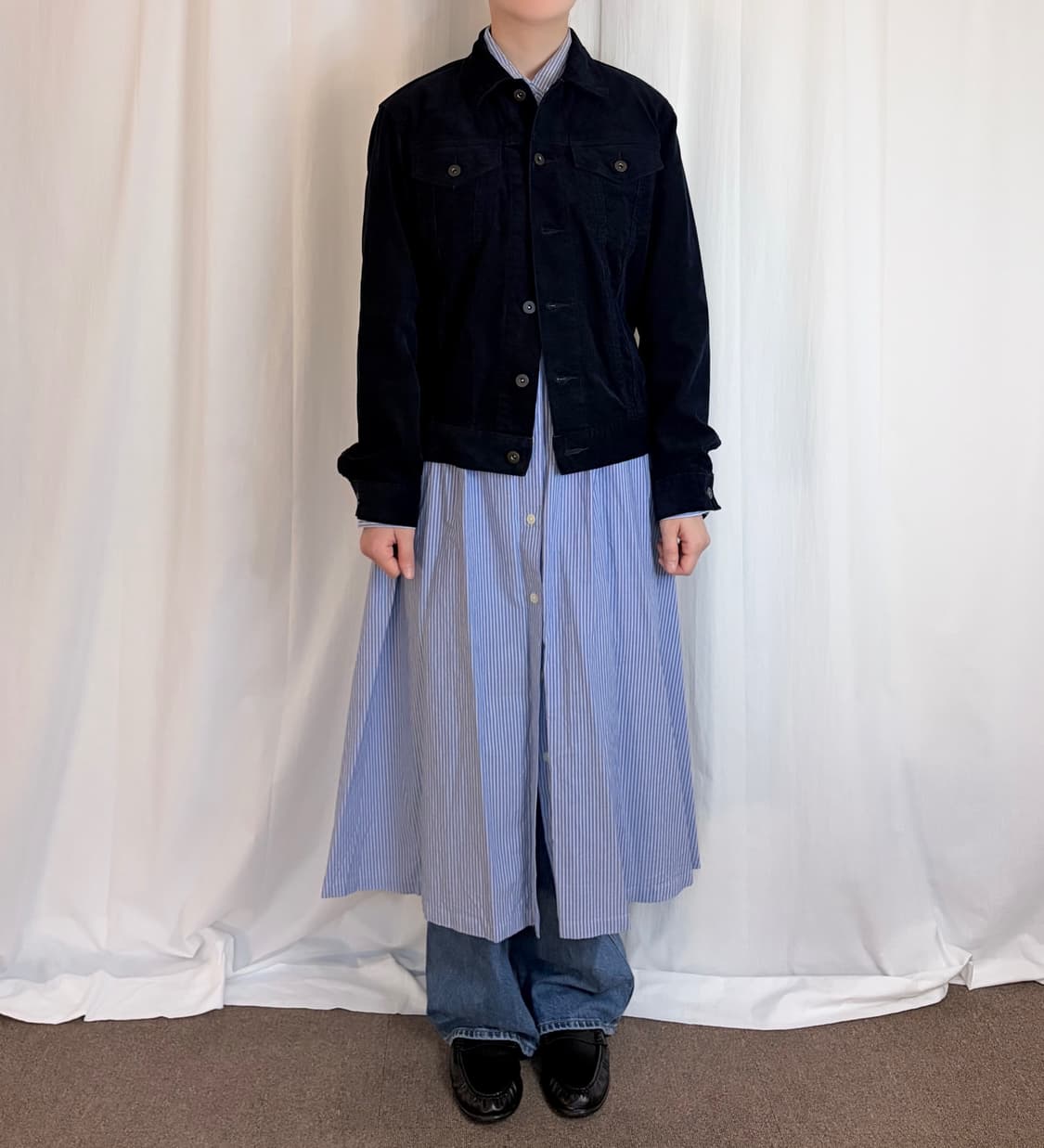 Corduroy Trucker Jacket - Dark Navy 상품이미지1