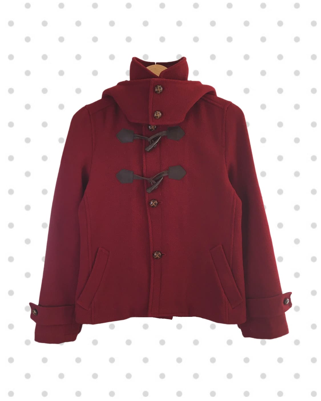 vintage duffle hooded short coat red 상품이미지7