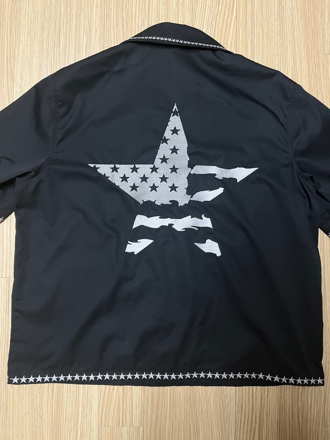 웨스켄 WESKEN Star embroidery shirt (BLACK) 상품이미지5