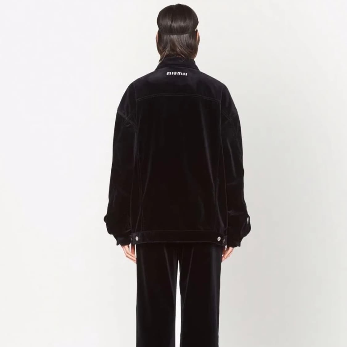 [S+급/36] 미우미우 벨벳 블루종 자켓 오버핏 블랙 상품이미지8