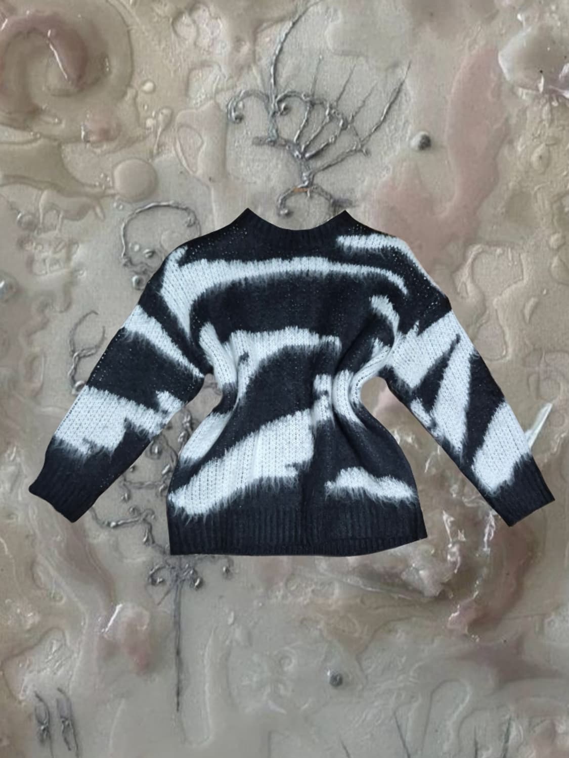y2k 빈티지 앙고라 니트 스웨터 지브라 얼룩 고스 락시크 힙 상품이미지1