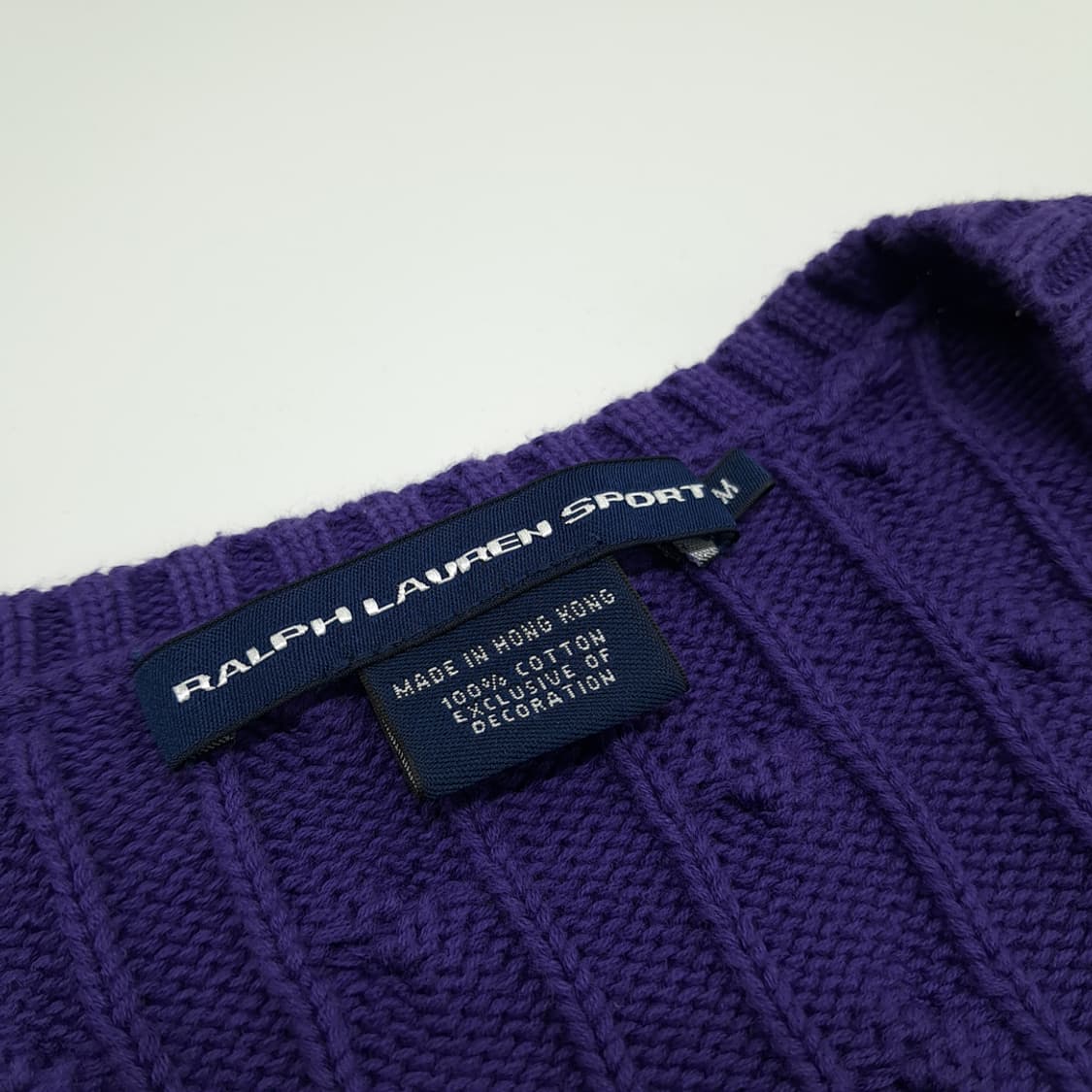 CN812W M 폴로 랄프로렌 퍼플 V넥 케이블 긴팔 니트 스웨터 상품이미지4