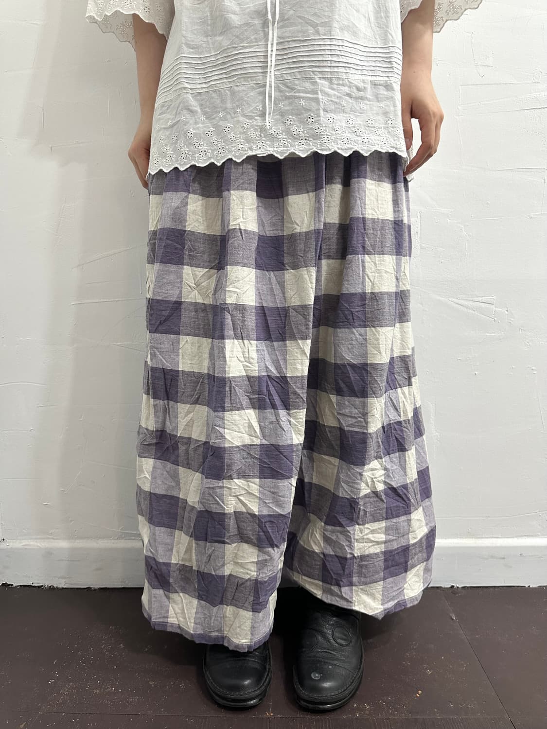 purple check pants 상품이미지4