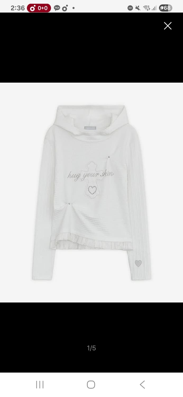 (새상품) 레이스 크로스 패치 후드 티 허그유어스킨 상품이미지1