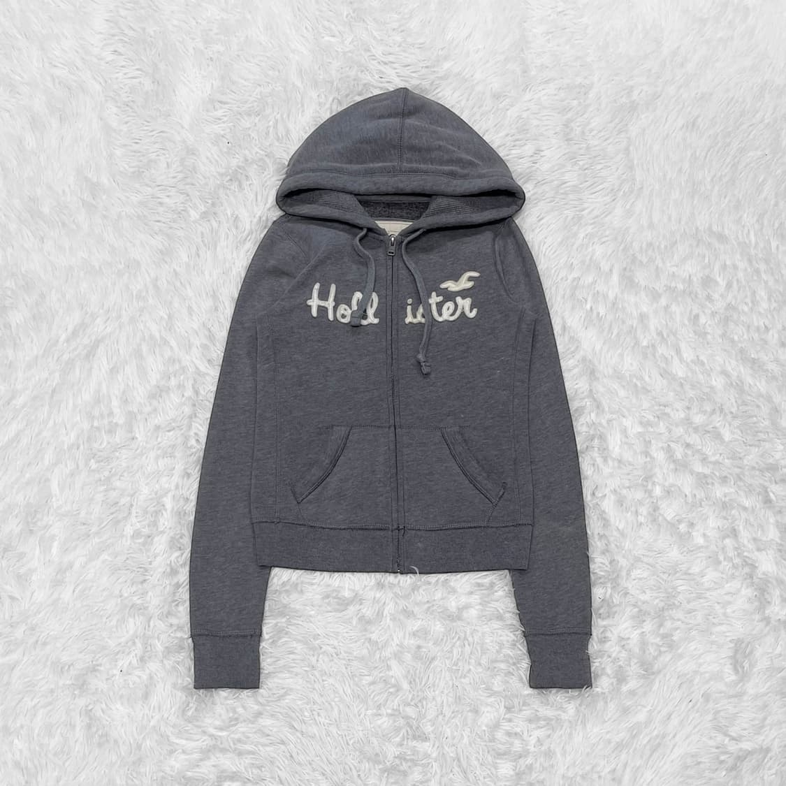 홀리스터 핸드라이팅 로고 후드집업 그레이 상품이미지2
