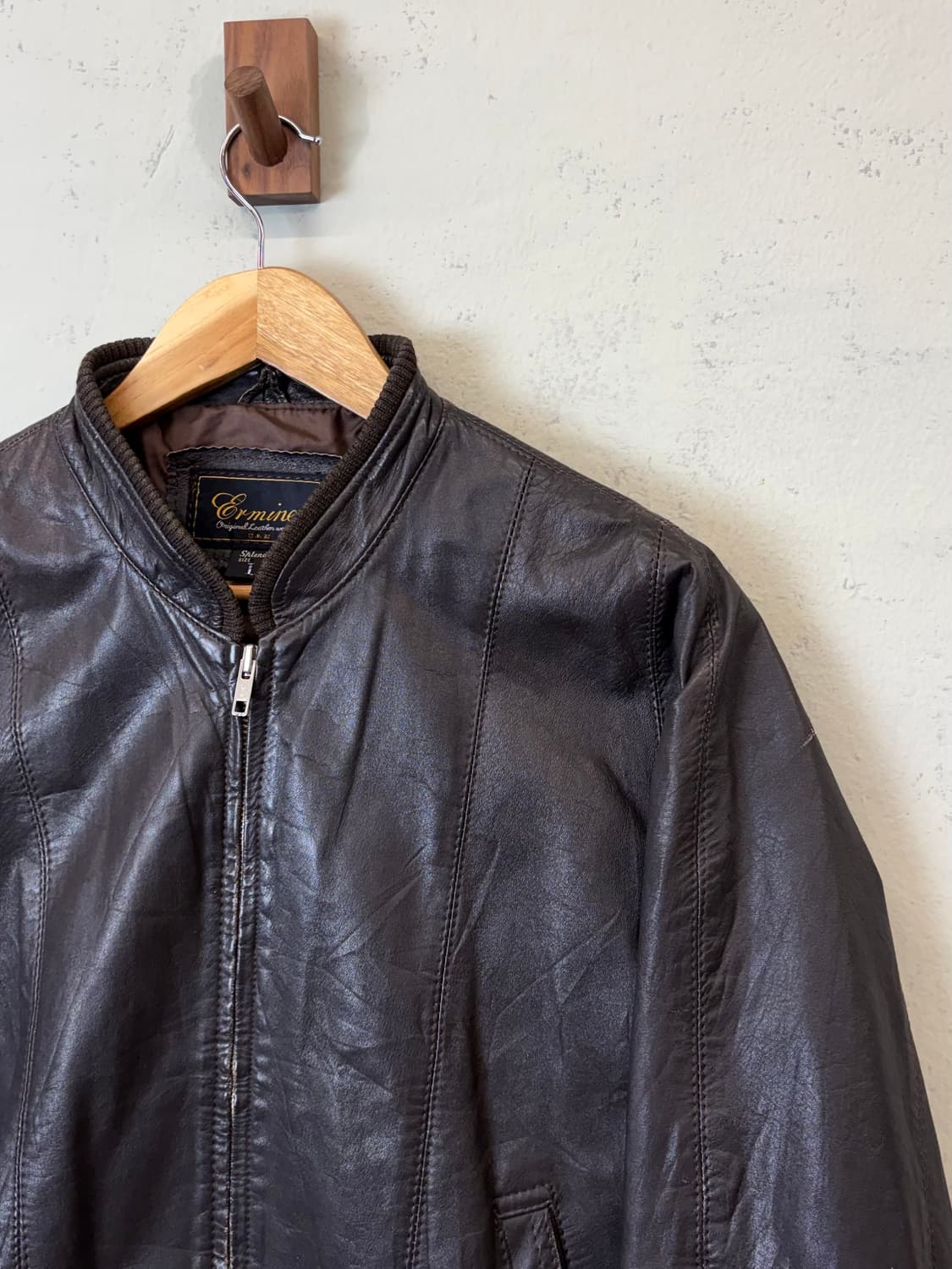 JPN 빈티지 레더 블루종 자켓 브라운 상품이미지3