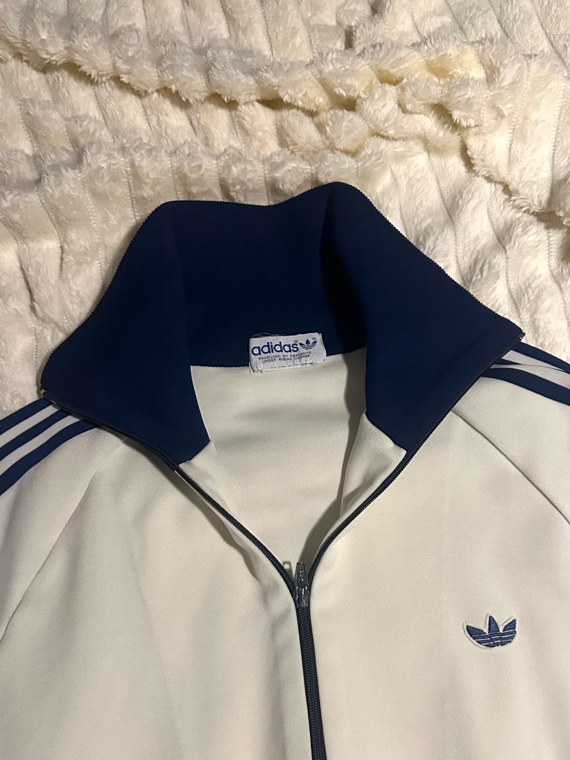 아디다스 80's 서독제 네이비 배색 크림 트랙탑 상품이미지2