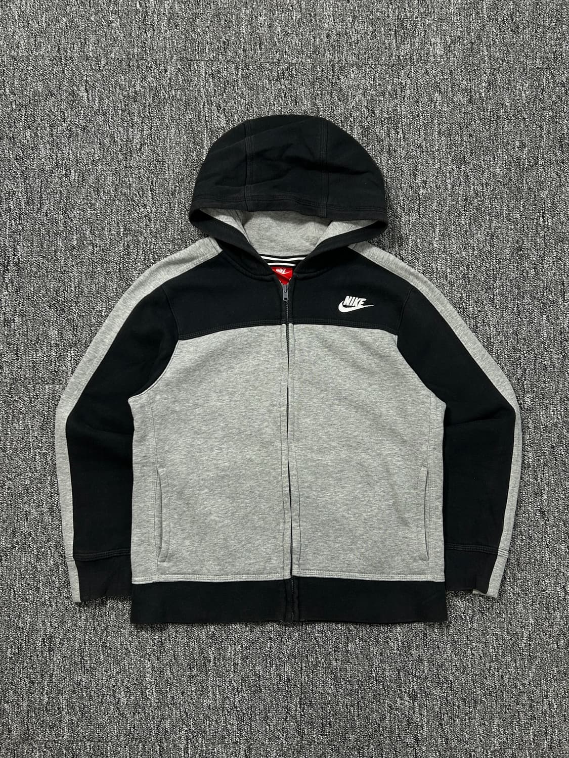 나이키 그레이 배색 기모 후드집업 M   상품이미지1