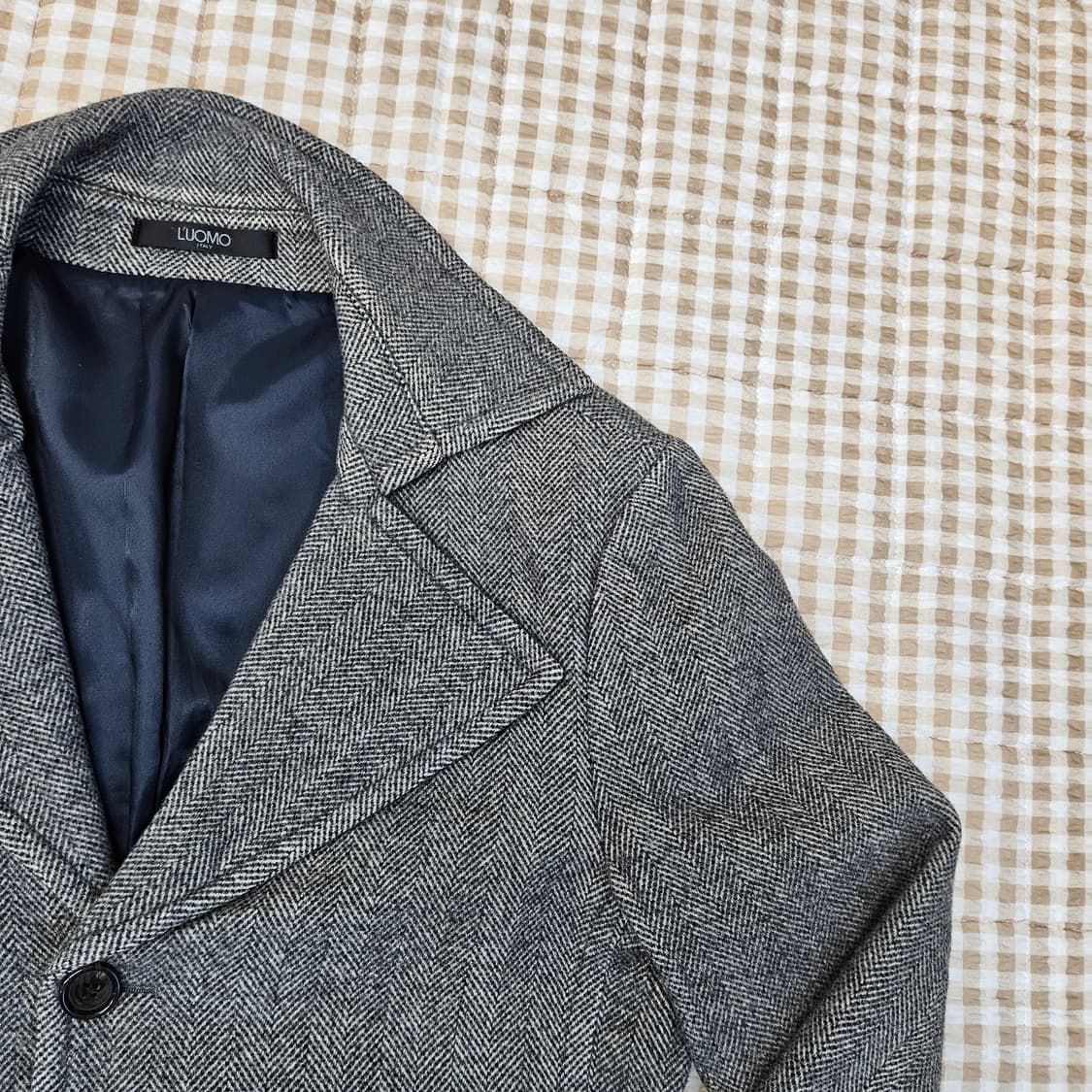 워모 헨링본 하프 코트 자켓 남자100 상품이미지3