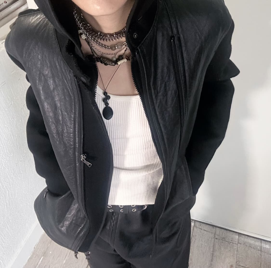neilbarret leather two way zip-up jacket 상품이미지2