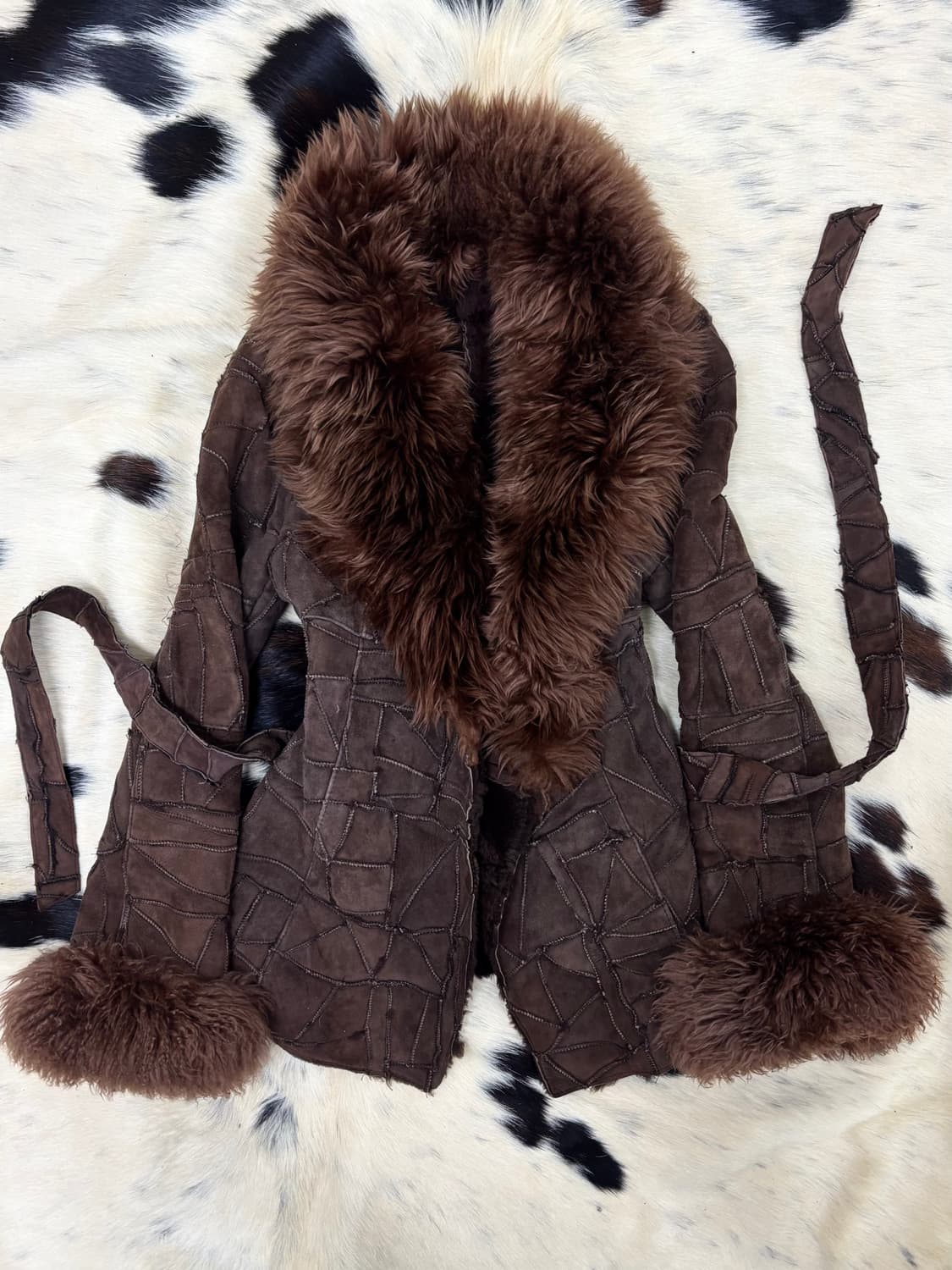 2000s Y2K Brown Fur Trimming Rough Leath 상품이미지1