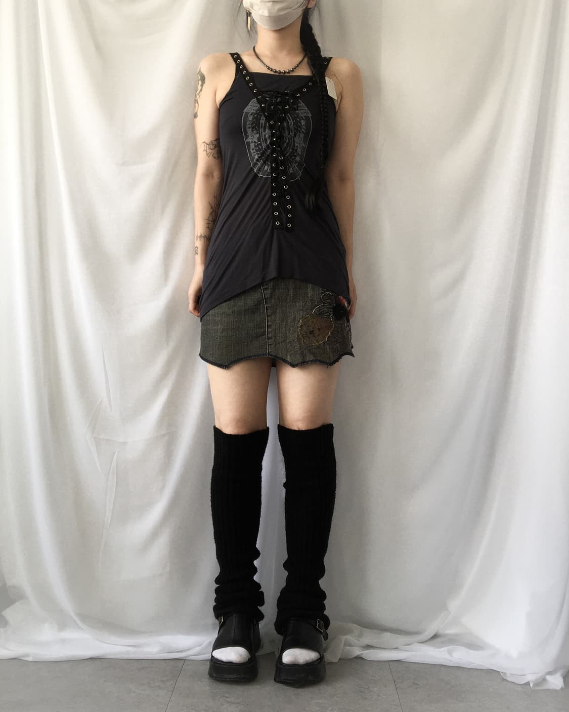 Oriental embroidery point mini skirt 상품이미지6