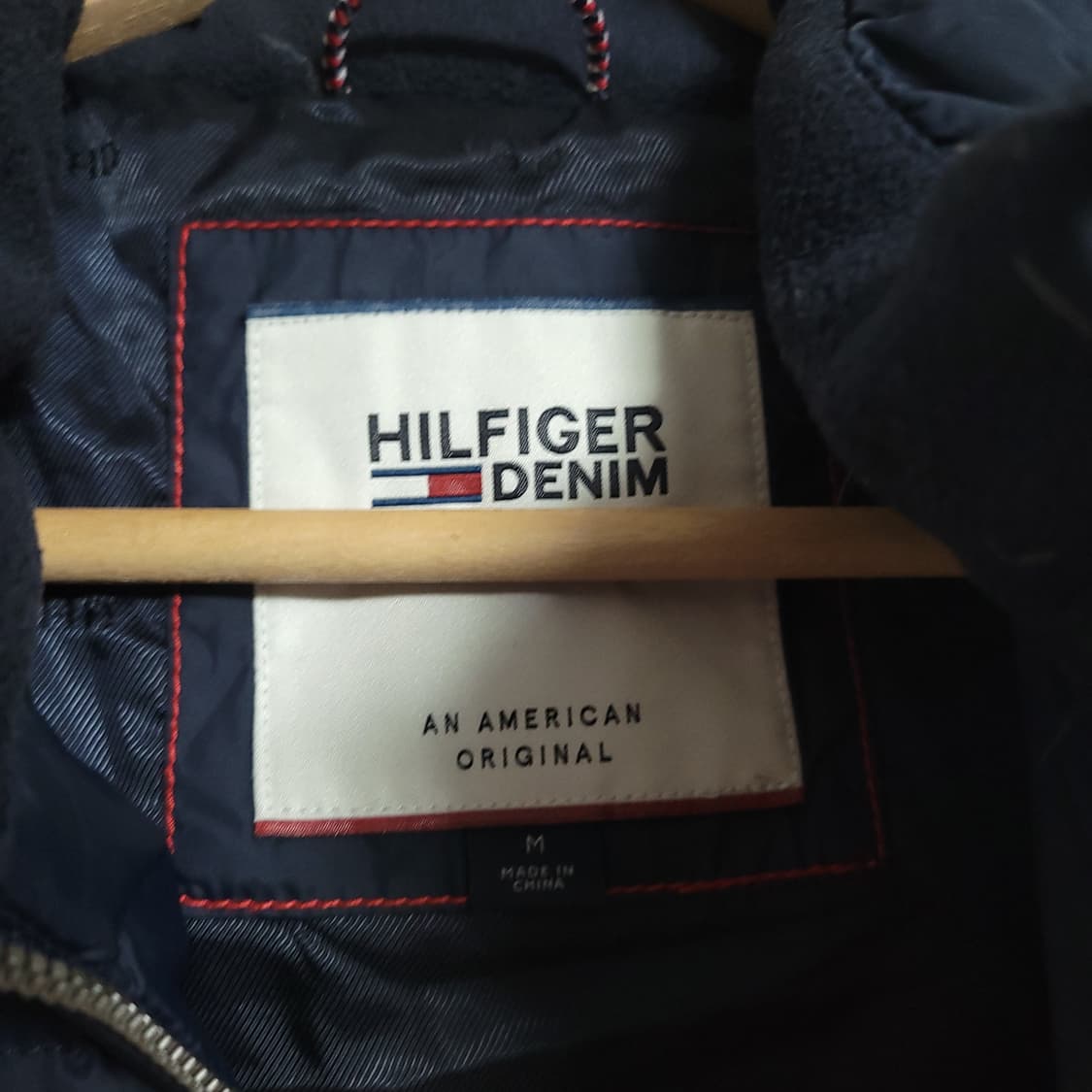 (M) 타미힐피커 데님 후드 롱 패딩 네이비 상품이미지2