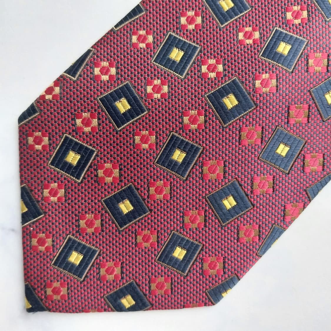 입생로랑 실크 레드 자카드 패턴 넥타이 9.5cm A+등급 K2514
 상품이미지7