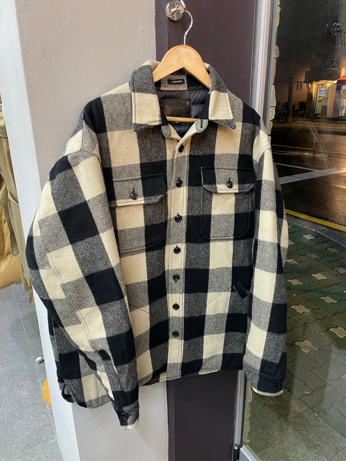 L/ R13 버팔로 체크 울 블렌드 패딩 셔츠 자켓 상품이미지2