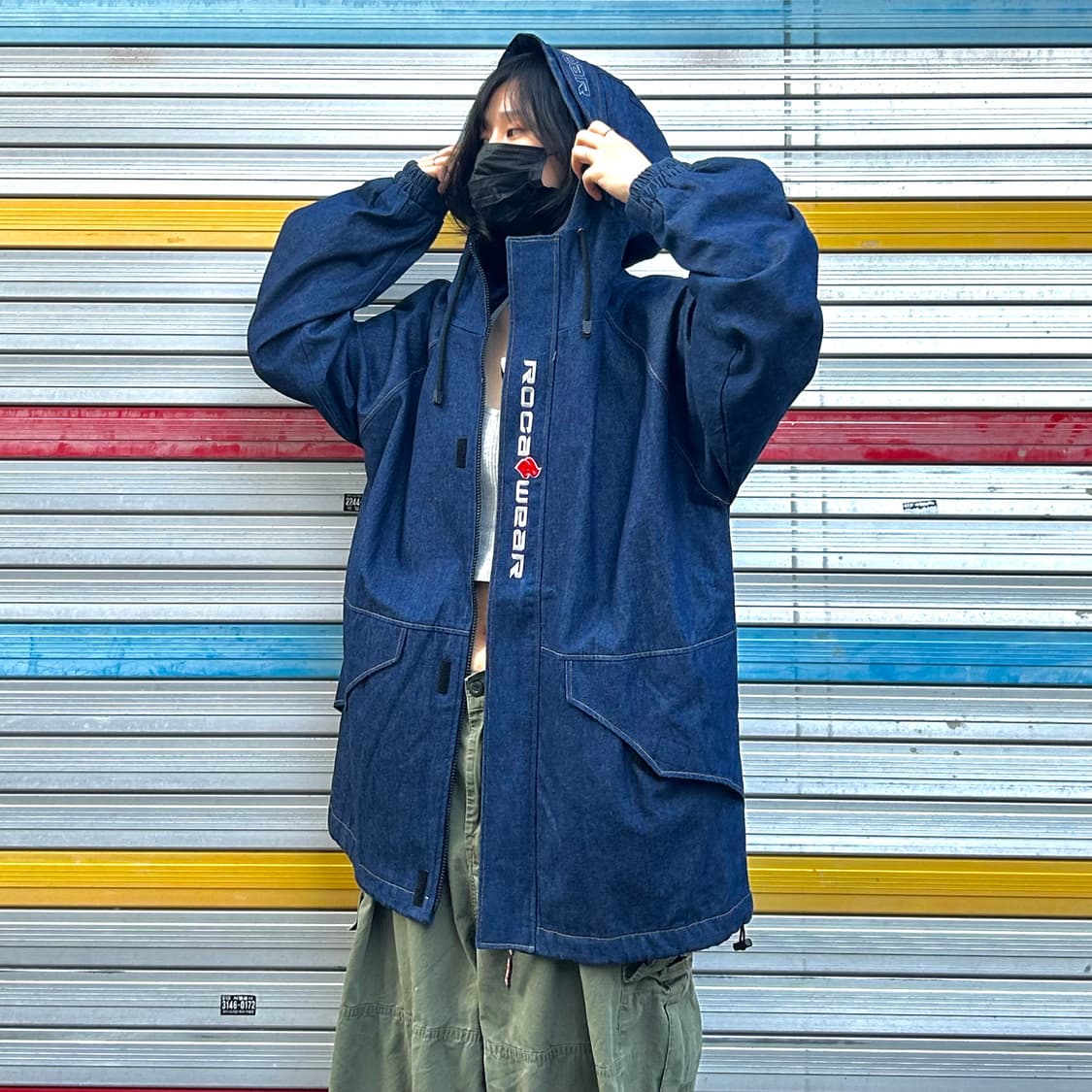 90s street 로카웨어 올드스쿨 오버핏 데님 자켓 후드 청자켓 상품이미지2