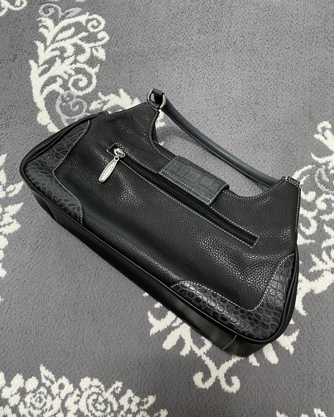 None Black Python Trim Handbag 상품이미지4