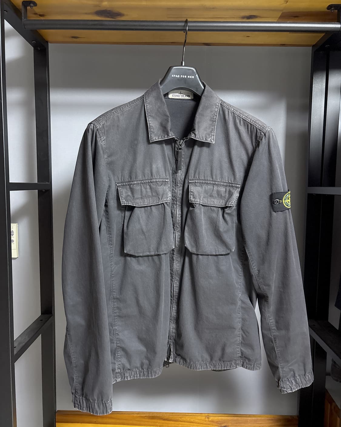 22ss 스톤 아일랜드 올드이펙트 오버셔츠 스틸 그레이 L 상품이미지5