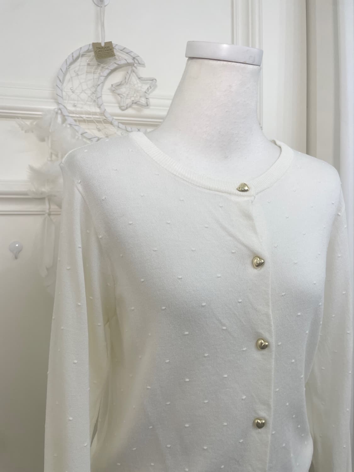 white dot heart button cardigan(size-F) 상품이미지6