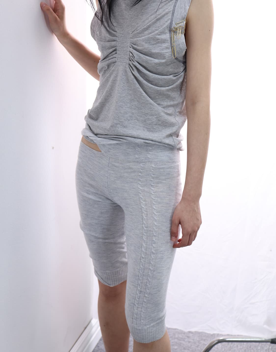 TWISTED ROPE KNIT PANTS (LIGHT GREY) 상품이미지1