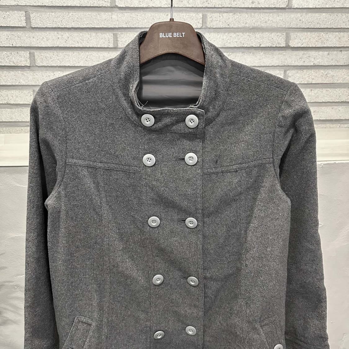 JPN VINTAGE 리버시블 하프 코트 더블 버튼 투포켓 디테일 그레이 상품이미지4