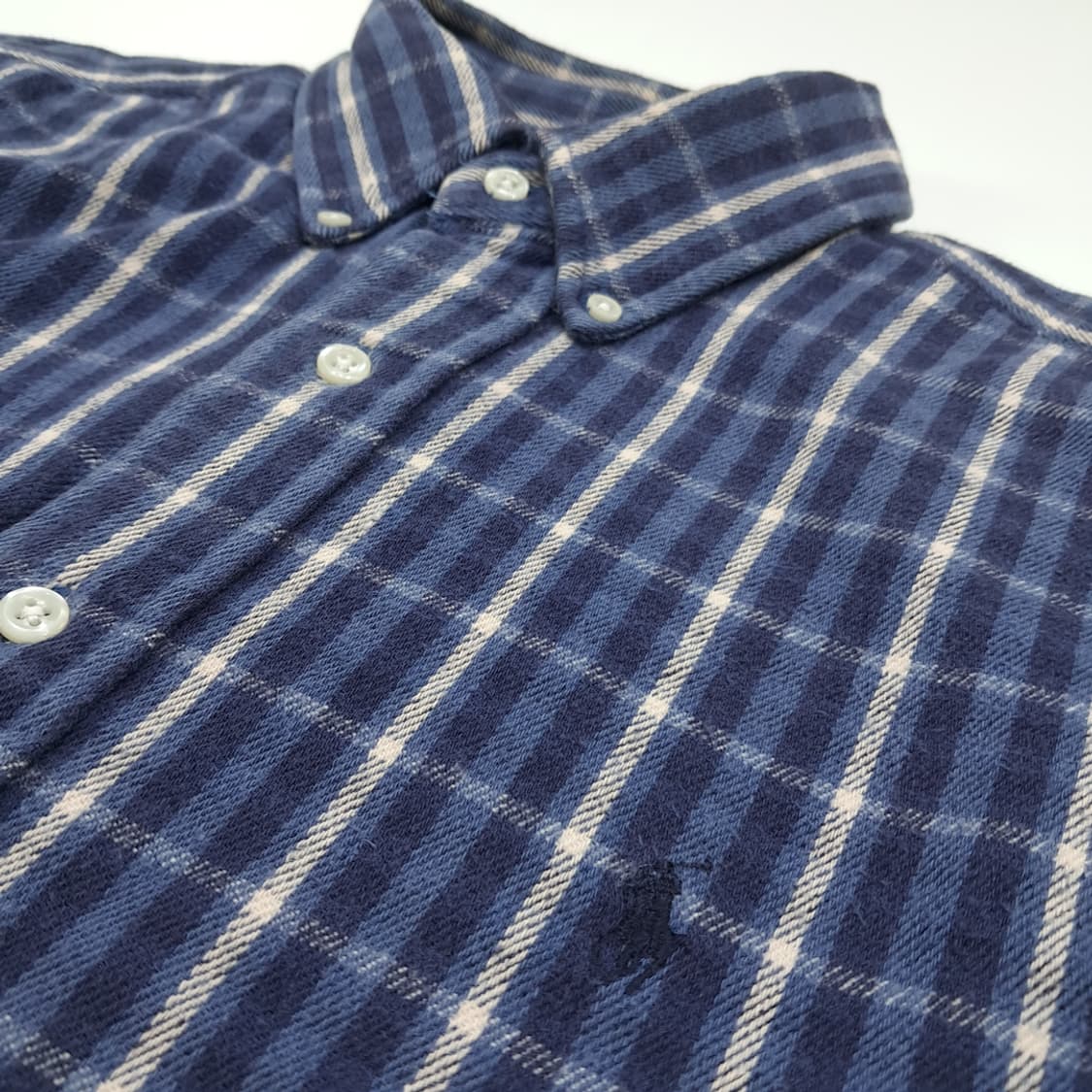 CN802 M 폴로 랄프로렌 로얄블루 플란넬 체크 긴팔 셔츠 남방 상품이미지5