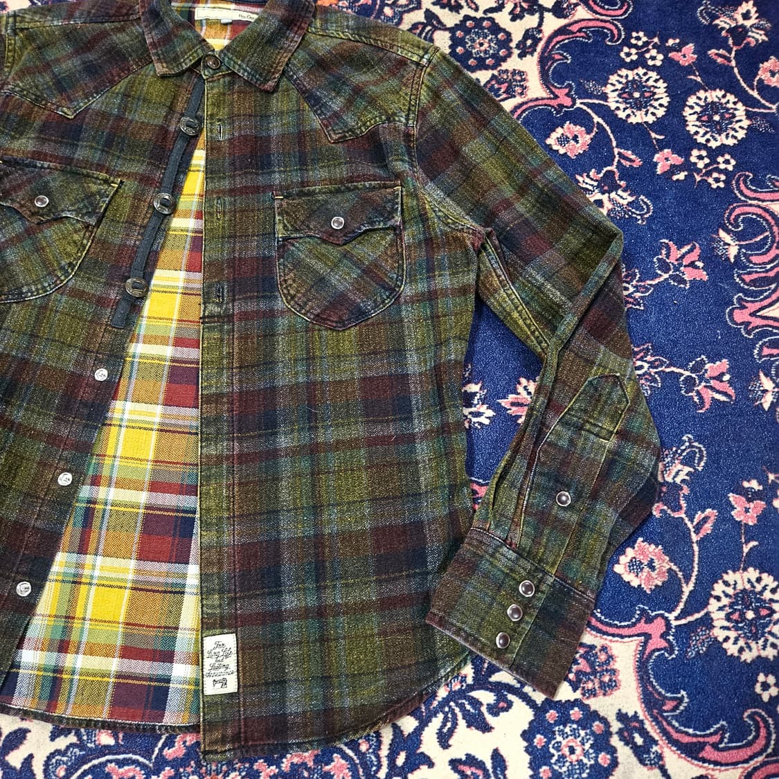 Oil Cake in Japan 빈티지 웨스턴 체크 배색 셔츠 M 상품이미지3