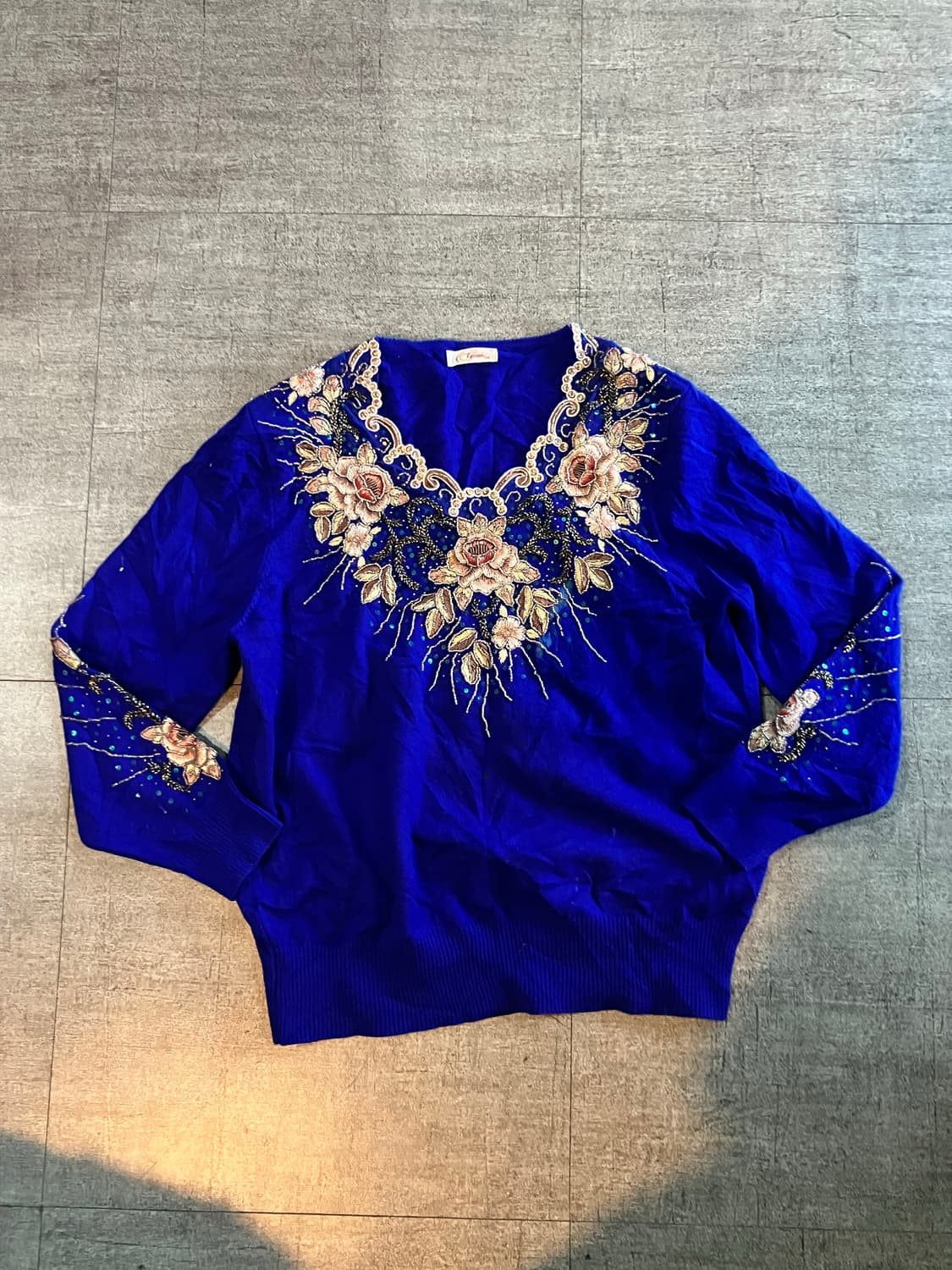 일본빈티지 Yumiwa 오리엔탈보헤미안 비즈 니트스웨터 상품이미지1