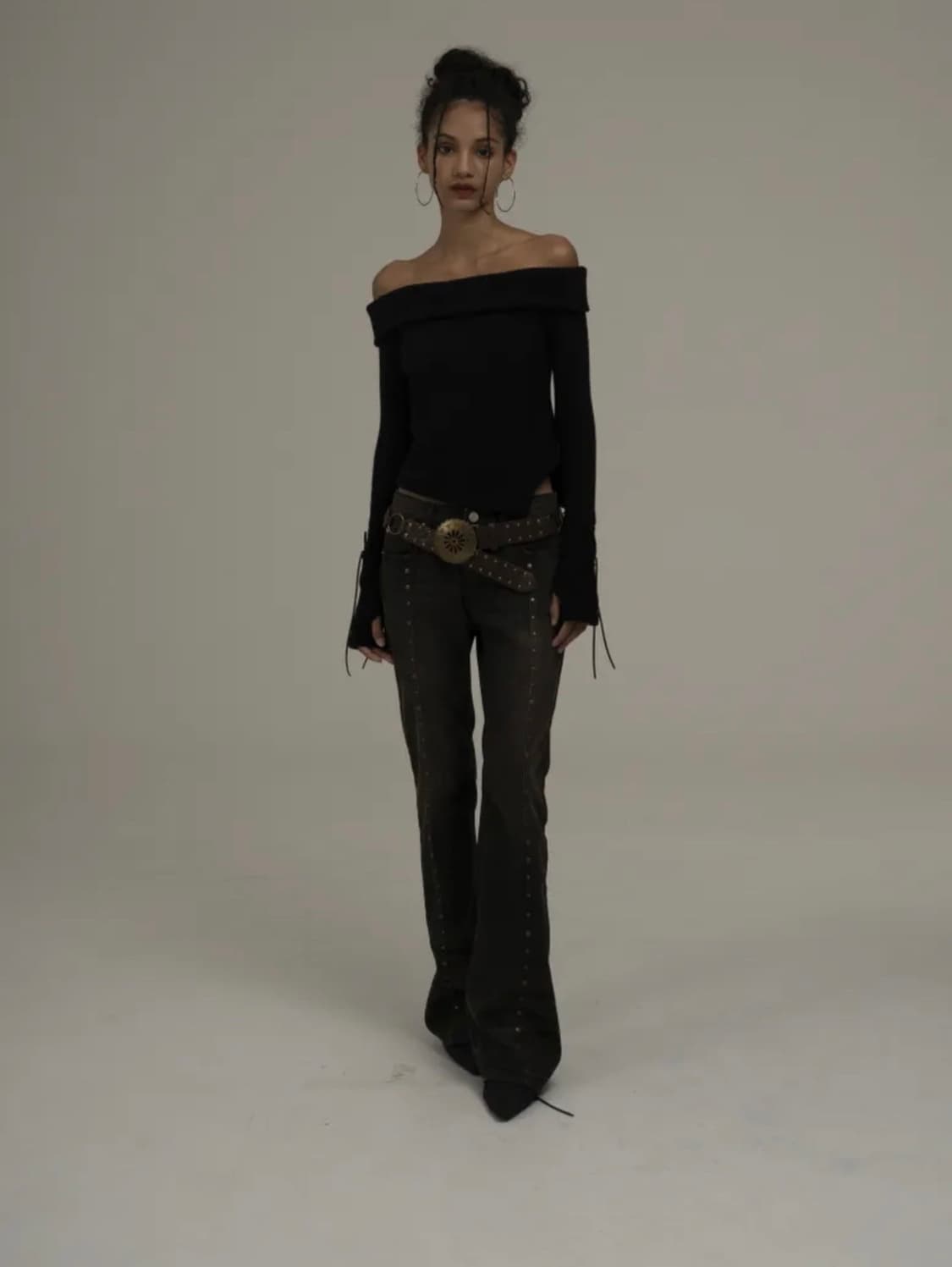 Midnight Move Ribet Bootcut Pants Black 상품이미지3