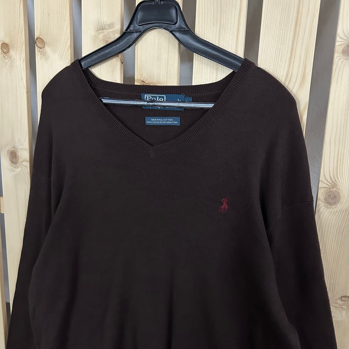 (L) 폴로 랄프로렌 딥브라운 브이넥 니트 스웨터 상품이미지4