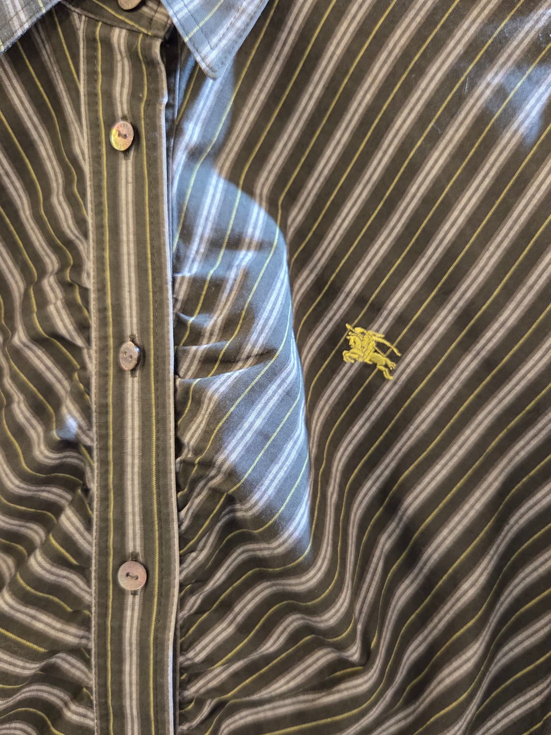 BURBERRY 버버리 그린스트라이프 7부셔츠💯 상품이미지5