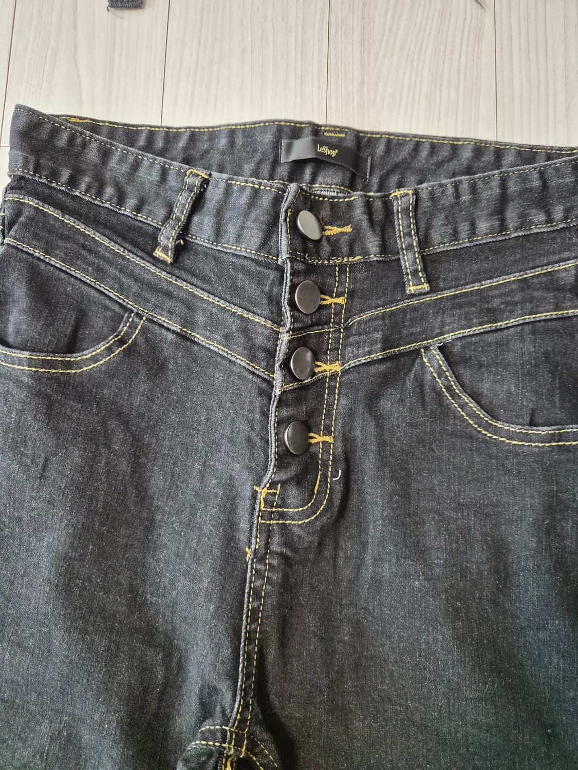 [LeShop] 하이웨스트 4버튼 생지 흑청 부츠컷 데님 상품이미지4