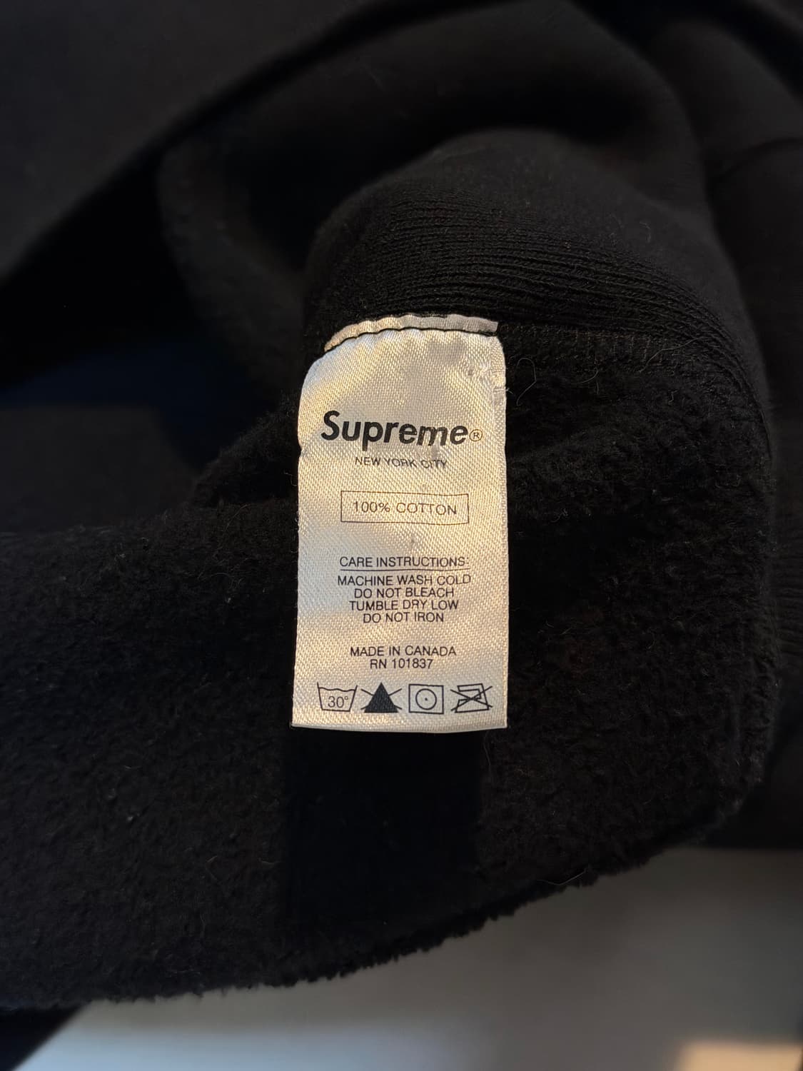 슈프림 14FW 올블랙 박스로고 후드티 블랙 상품이미지6