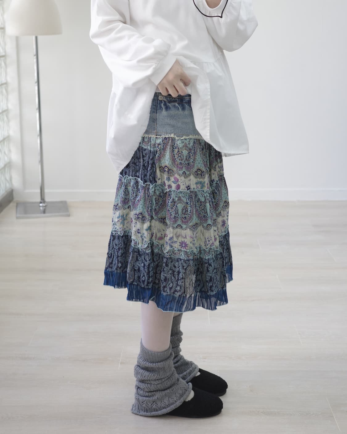  Vintage flower denim skirt 상품이미지4