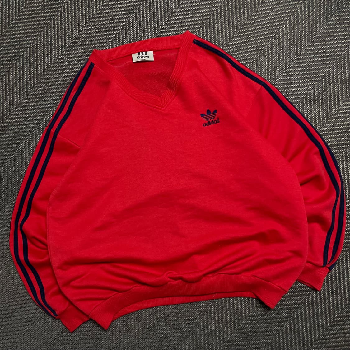90s 아디다스 올드스쿨 삼선 스트라이프 브이넥 긴팔 티셔츠y5097 상품이미지1