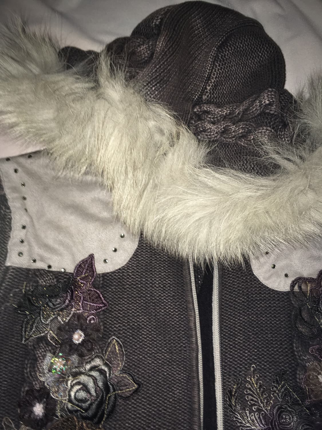 플라워 퍼 후드집업 상품이미지5