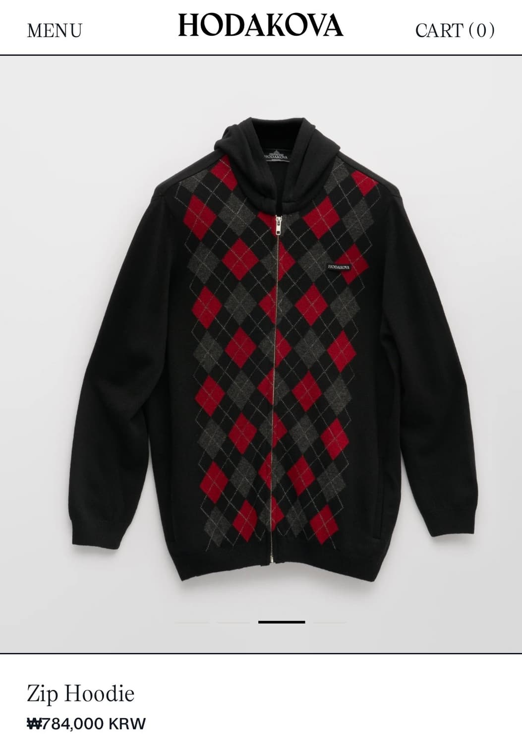 [M/L]호다코바 24fw 아가일 니트 후드집업 상품이미지3