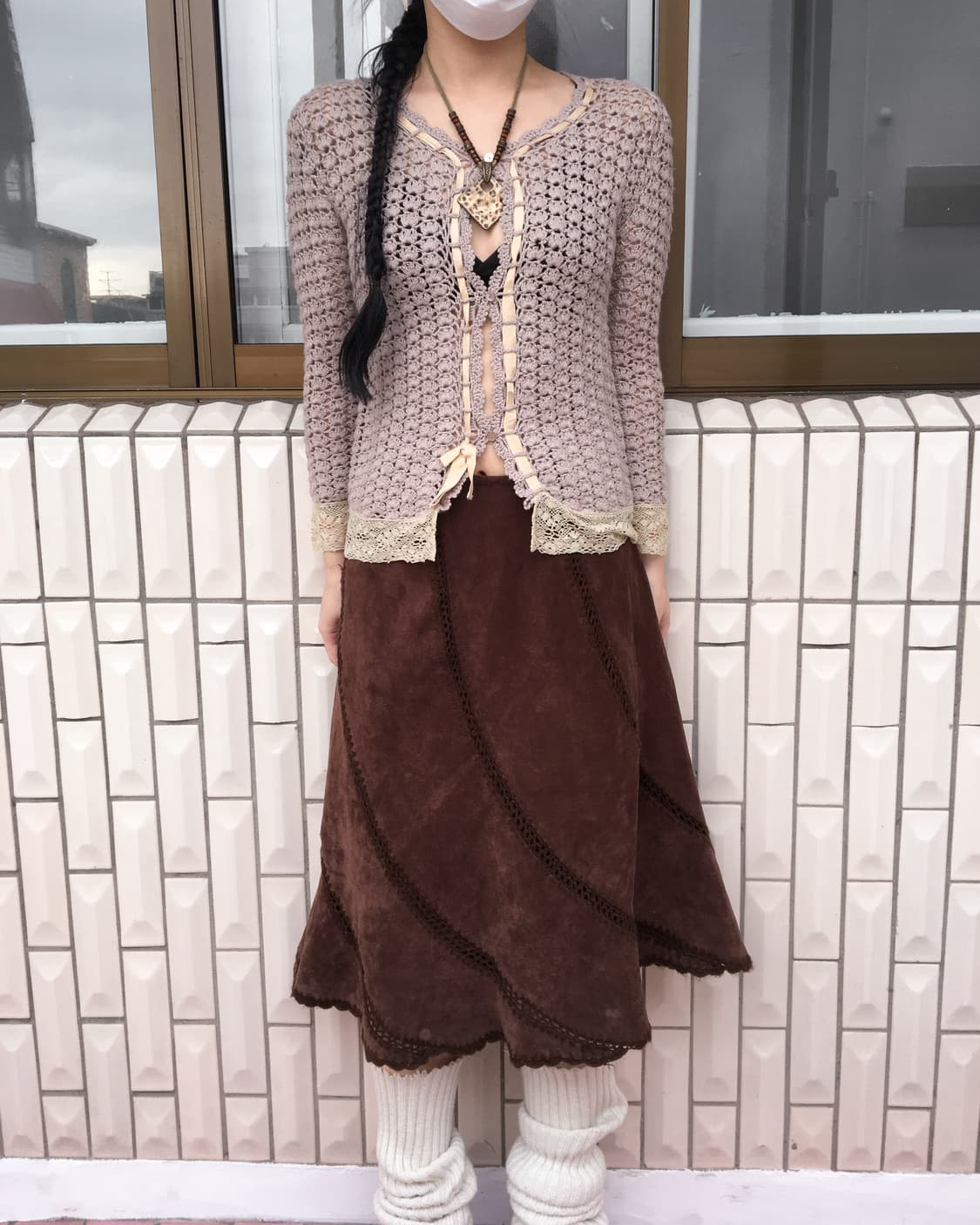 Lace ribbon trimming crochet cardigan 상품이미지5