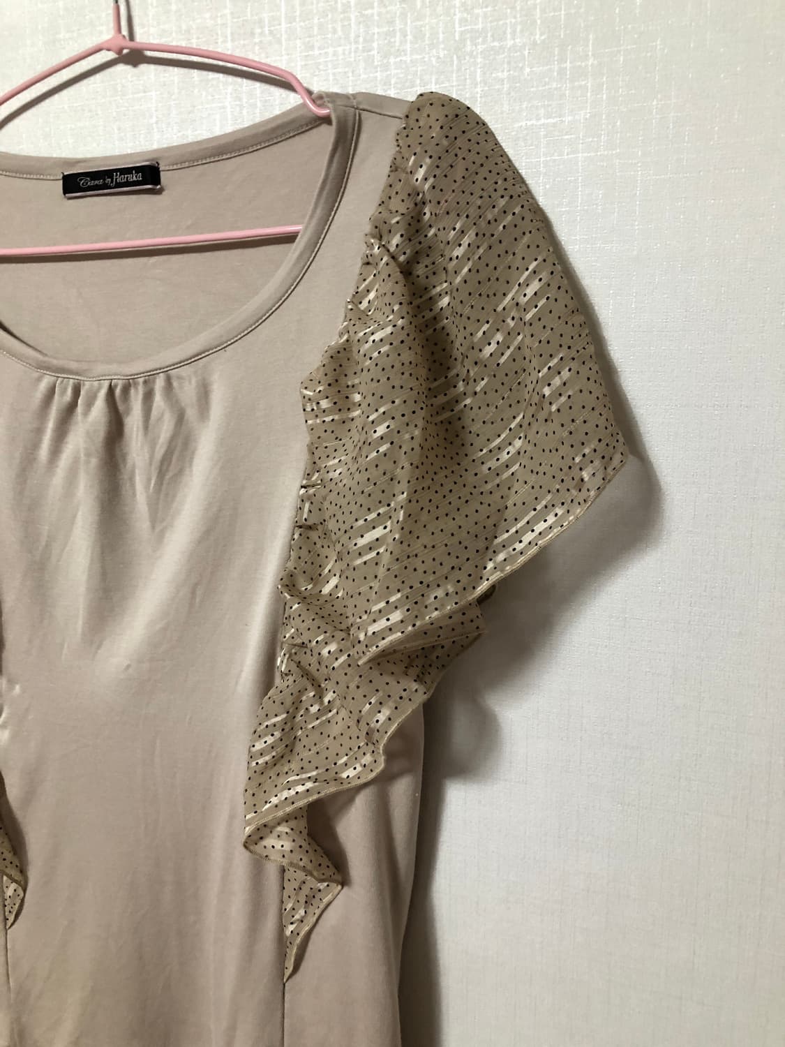 Beige Frill Dot Sleeveless 상품이미지2