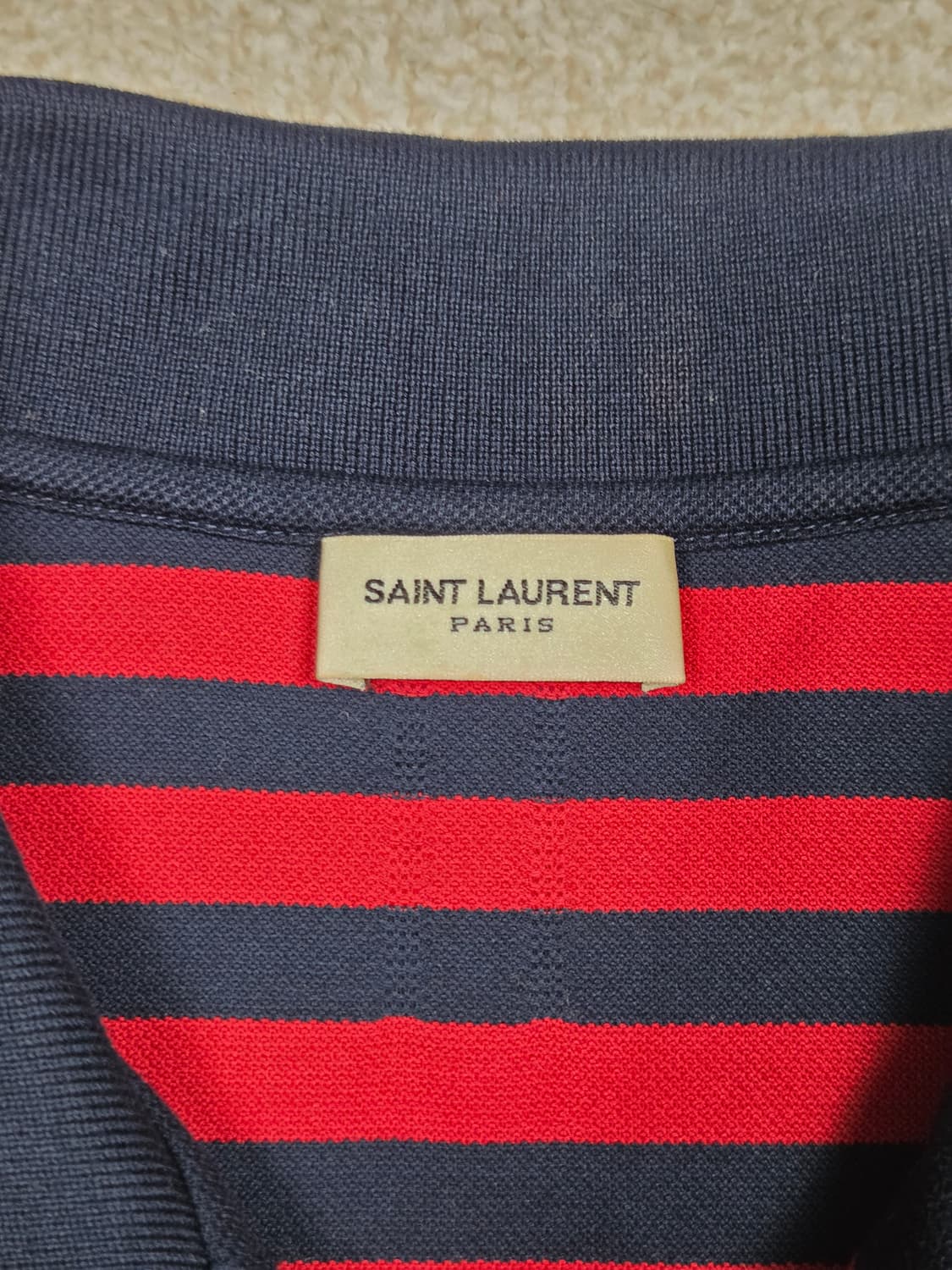 [생로랑] YSL 로고 자수 스트라이프 폴로 셔츠 | S00161 상품이미지3