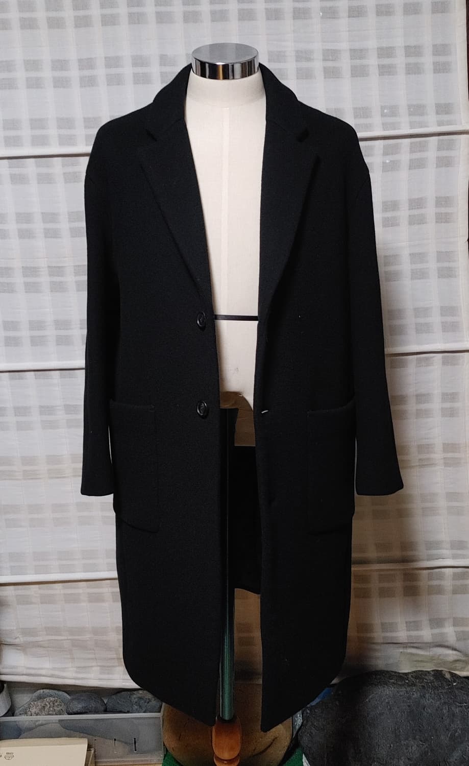 (한섬) 시스템 옴므 블랙 오버핏 코트 95 (100 가능) 상품이미지1